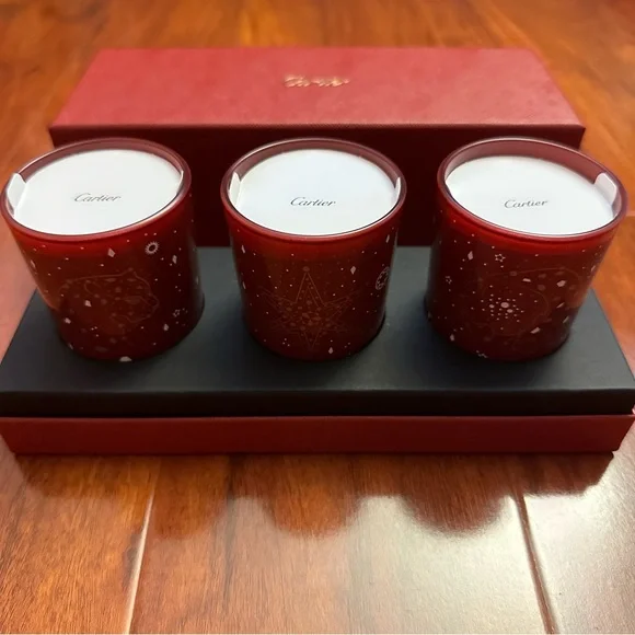 🆕 Cartier Glass Scented Candles - Set of 3 - Picture 2 of 10